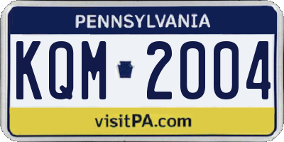 PA license plate KQM2004