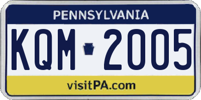 PA license plate KQM2005