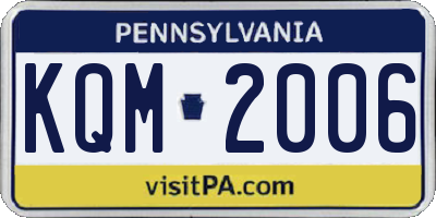 PA license plate KQM2006