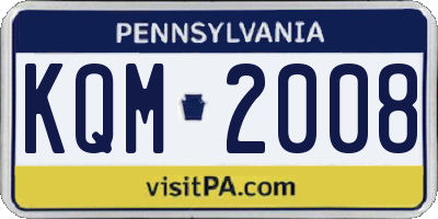 PA license plate KQM2008