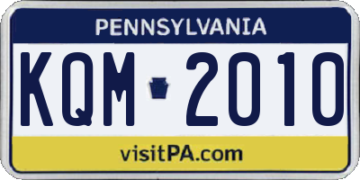 PA license plate KQM2010