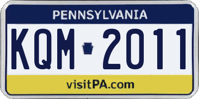 PA license plate KQM2011