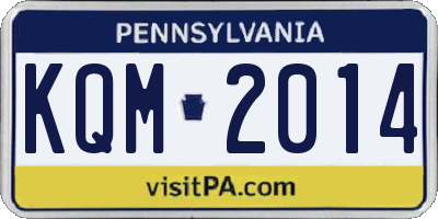 PA license plate KQM2014