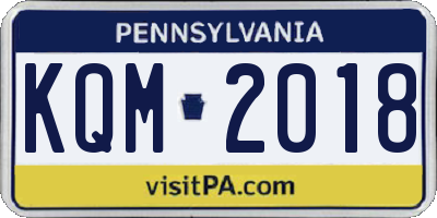 PA license plate KQM2018