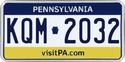 PA license plate KQM2032