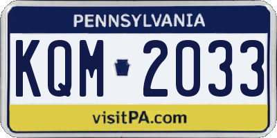 PA license plate KQM2033