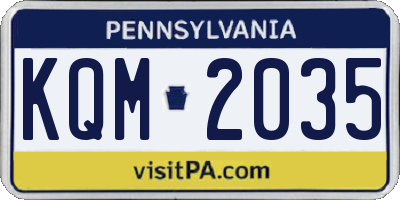 PA license plate KQM2035