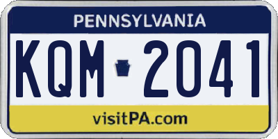 PA license plate KQM2041