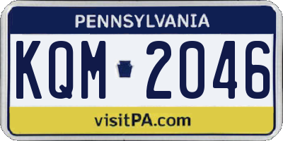 PA license plate KQM2046