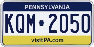 PA license plate KQM2050