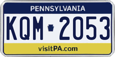 PA license plate KQM2053