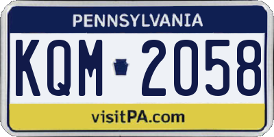 PA license plate KQM2058
