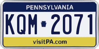 PA license plate KQM2071