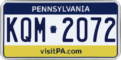 PA license plate KQM2072