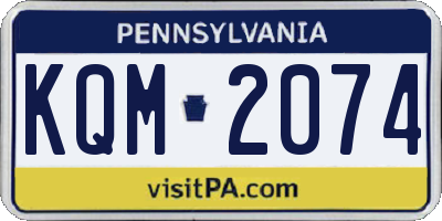 PA license plate KQM2074