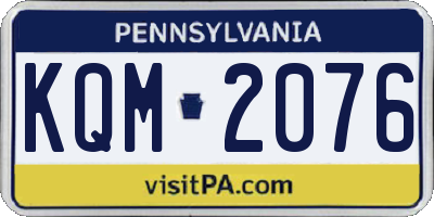 PA license plate KQM2076