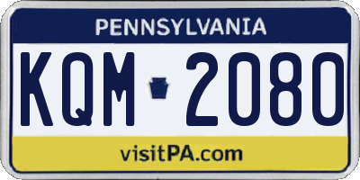 PA license plate KQM2080