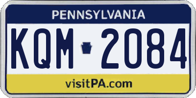PA license plate KQM2084