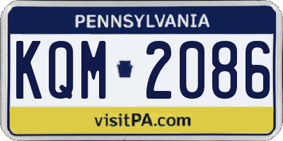 PA license plate KQM2086