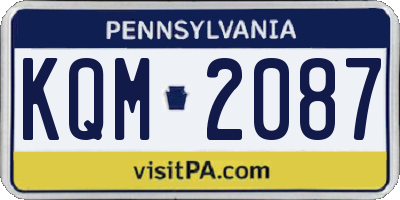 PA license plate KQM2087