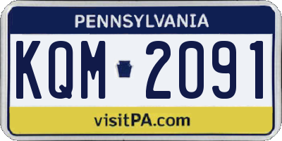 PA license plate KQM2091