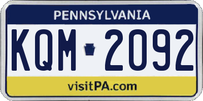 PA license plate KQM2092