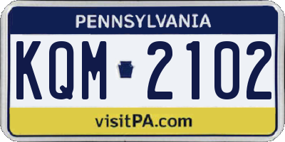 PA license plate KQM2102