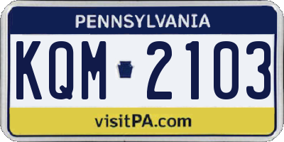 PA license plate KQM2103