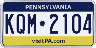 PA license plate KQM2104