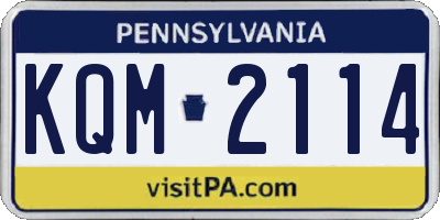 PA license plate KQM2114