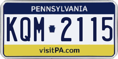 PA license plate KQM2115