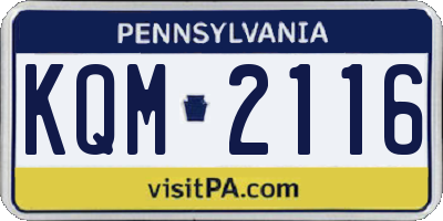 PA license plate KQM2116