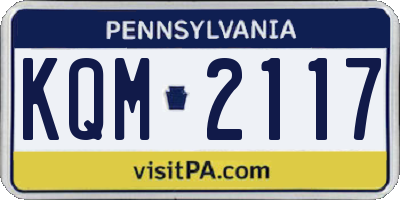PA license plate KQM2117