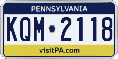 PA license plate KQM2118