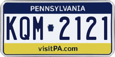PA license plate KQM2121