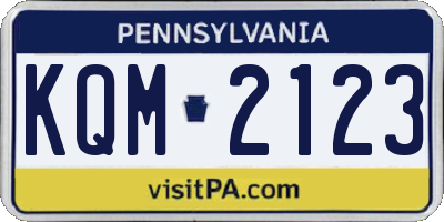 PA license plate KQM2123