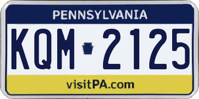 PA license plate KQM2125