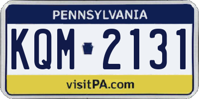 PA license plate KQM2131