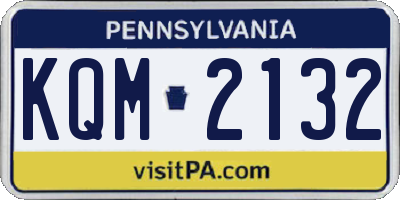 PA license plate KQM2132