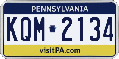PA license plate KQM2134