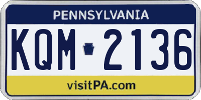 PA license plate KQM2136
