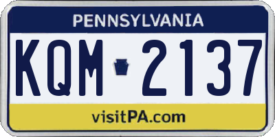 PA license plate KQM2137