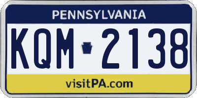 PA license plate KQM2138
