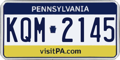 PA license plate KQM2145