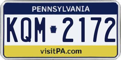 PA license plate KQM2172