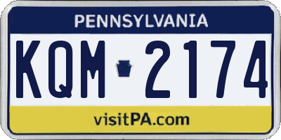 PA license plate KQM2174