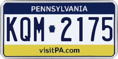 PA license plate KQM2175