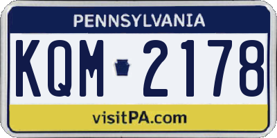 PA license plate KQM2178