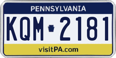 PA license plate KQM2181