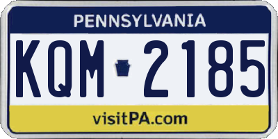 PA license plate KQM2185